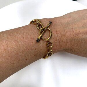 Juicy Couture Gold-Tone Chain Link Bracelet With Toggle Clasp 8"
